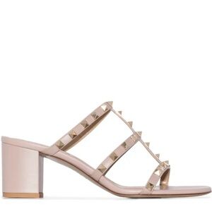 Valentino French Sole Beige nude Studded Sandals 7.5 gladiator